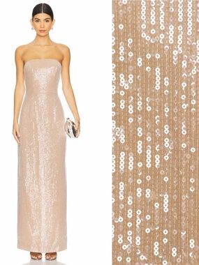 NWT Retrofete Ember Dress in Latte Sequins Gown Large Revolve